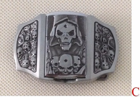 3D ghost head lighter belt buckle European and American fashion belt buckle