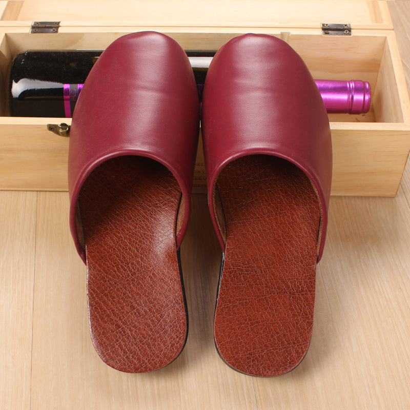 Custom Haining Leather Slippers Men''S And Women''S Baotou Home Floor In Spring And Winter
