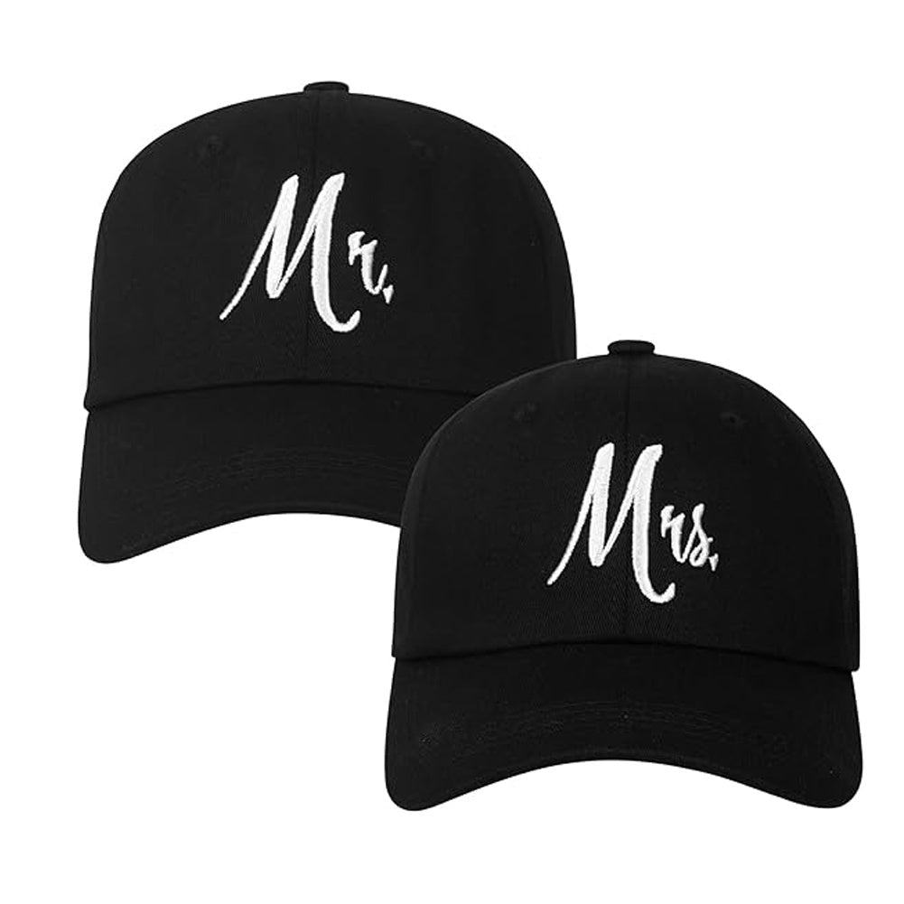 2 PCS Luxury Mr & Mrs Baseball Caps - Stylish Matching Couple Hats for Wedding, Bridal Gift, Honeymoon, Newlywed, Party, Anniversary, and Romantic Occasions - Unique Gift Idea for Him and Her