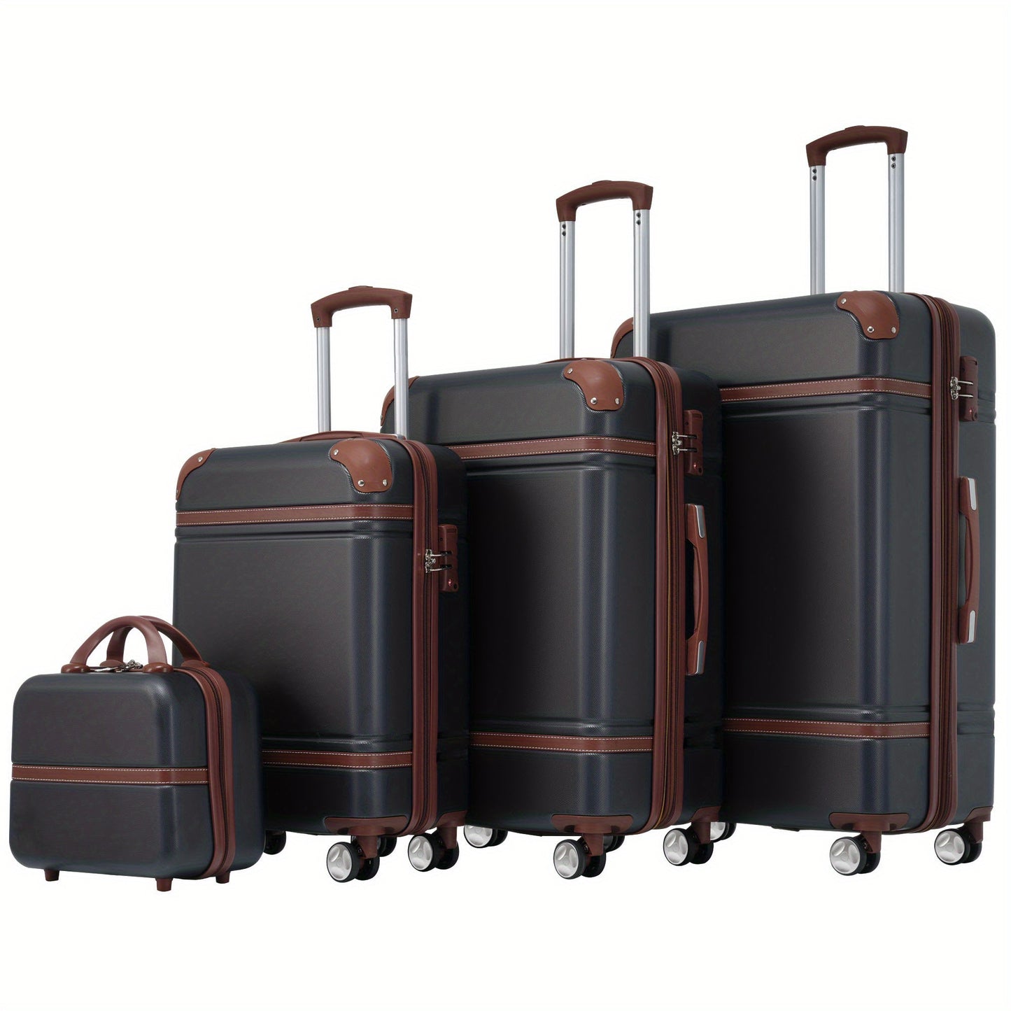 Hardshell Luggage Sets, 4 Pieces 20"+24"+28" Luggages and Cosmetic Case, Spinner Suitcase with TSA Lock, Lightweight