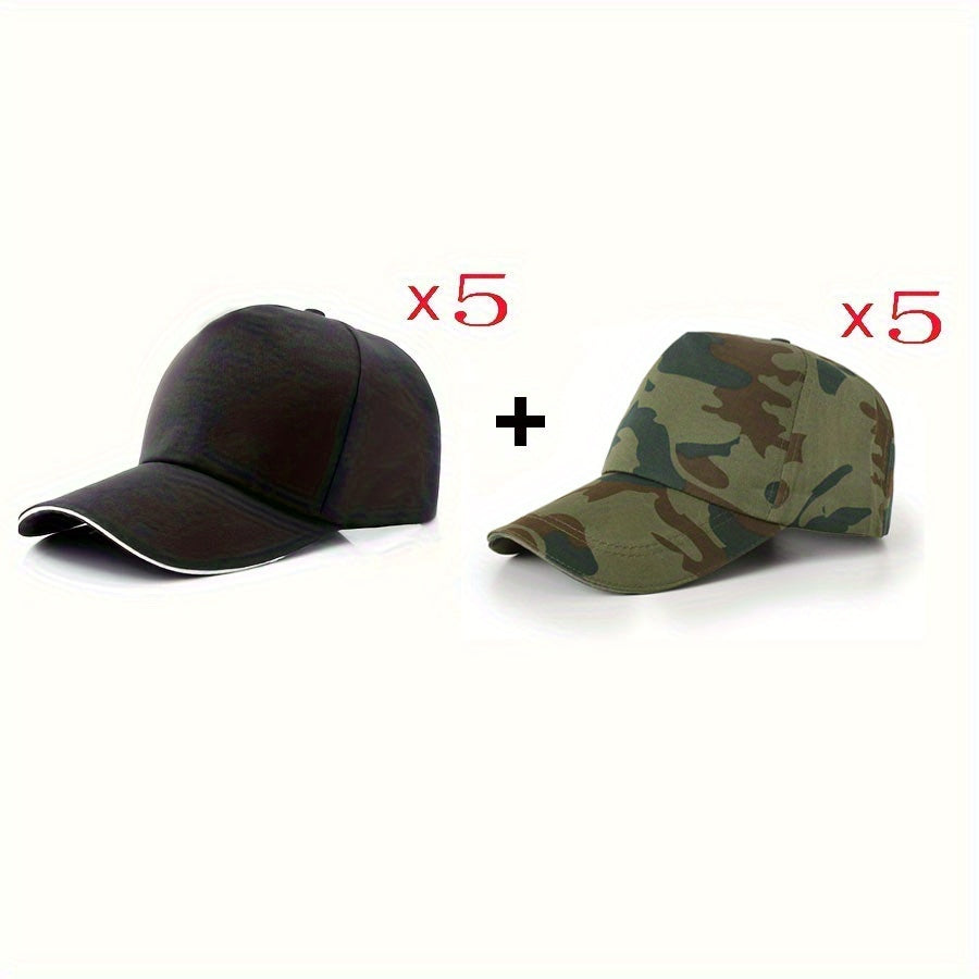 10pcs Breathable Baseball Caps - Adjustable, Lightweight & Perfect for Sports & Casual Attire