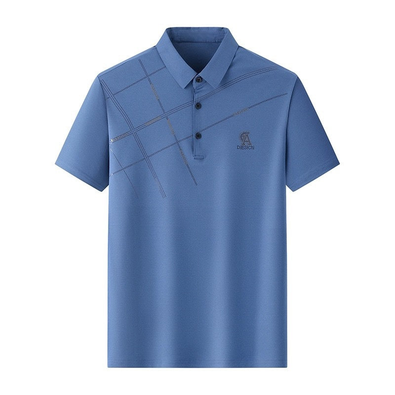 Business Casual Lapels T-shirt Middle-aged Men's Thin