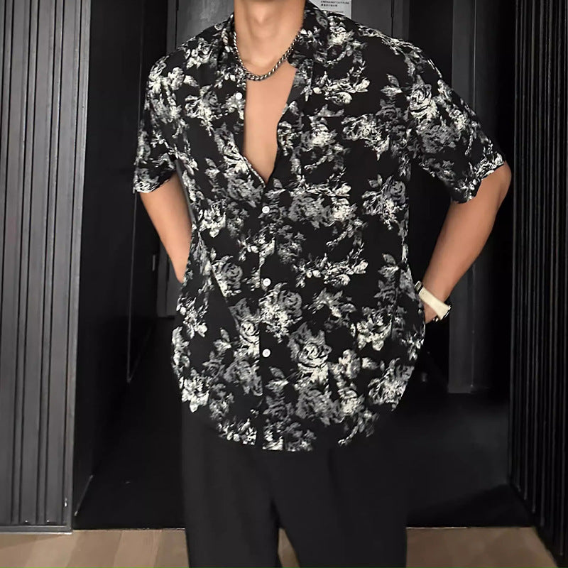 Vacation Style Loose Casual Pendant Short Sleeve Printed Shirt