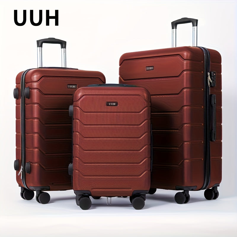 3-Piece Extra-Large Capacity Durable ABS Hardshell Luggage Set - Smooth-Glide Spinner Wheels, Telescopic Handle, Perfect for Frequent Travelers and Family Vacations with Stress-Free Organization and Long-Lasting Durability