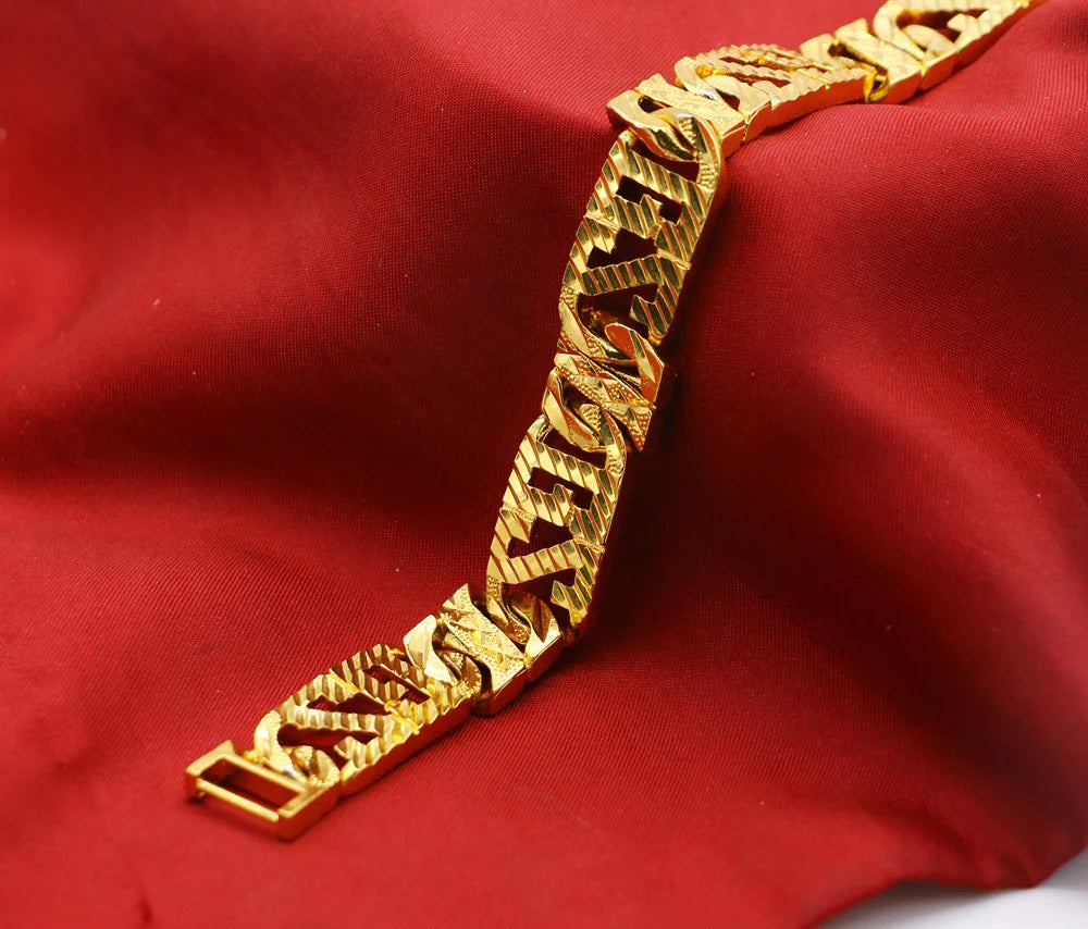 New Fashion Gold Color Jewelry 7-8 inches 100% 925 Sterling Silver Men's Bracelet Curb Cuban Link Chain Women Bracelets Bangle