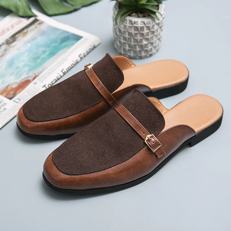 2025 New Arrivals Comfortable Half Shoes for Men Genuine Leather Men's Dress Shoes Loafers Designers Shoes Flat