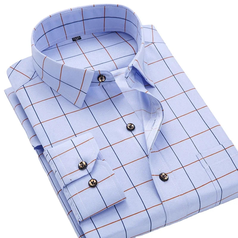 5944-XUJO-men Long Sleeve Shirts Etailer Special Men Clothing Classic Print Youth Slim Shirt