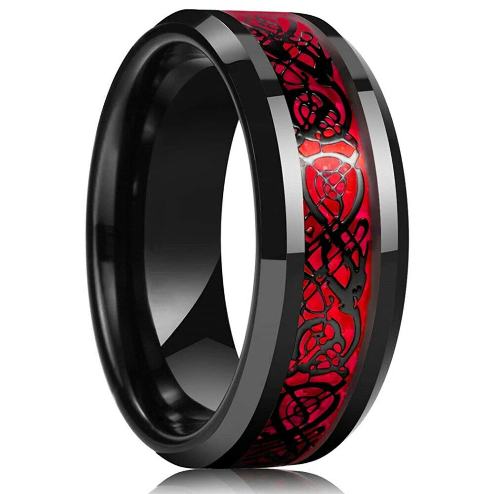 Fashion 8mm Green Color Titanium Stainless Steel Rings for Men Women Black Brushed Men Promise Rings Wedding Party Jewelry Gifts