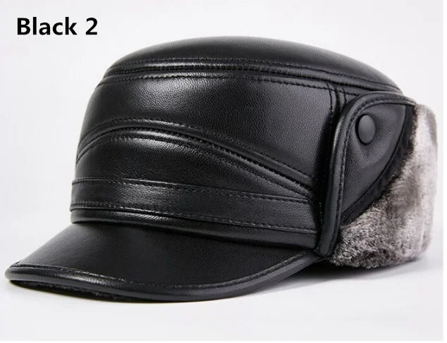 Winter Men's Genuine Leather Hat Thicken Leather Cowhide Baseball Caps With Warm Dad's Hats Sombrero De Cuero Del Hombre Super