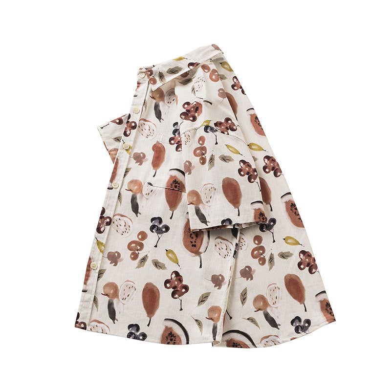 Couple Loose Casual Flower Short Sleeve Unisex Style Shirt