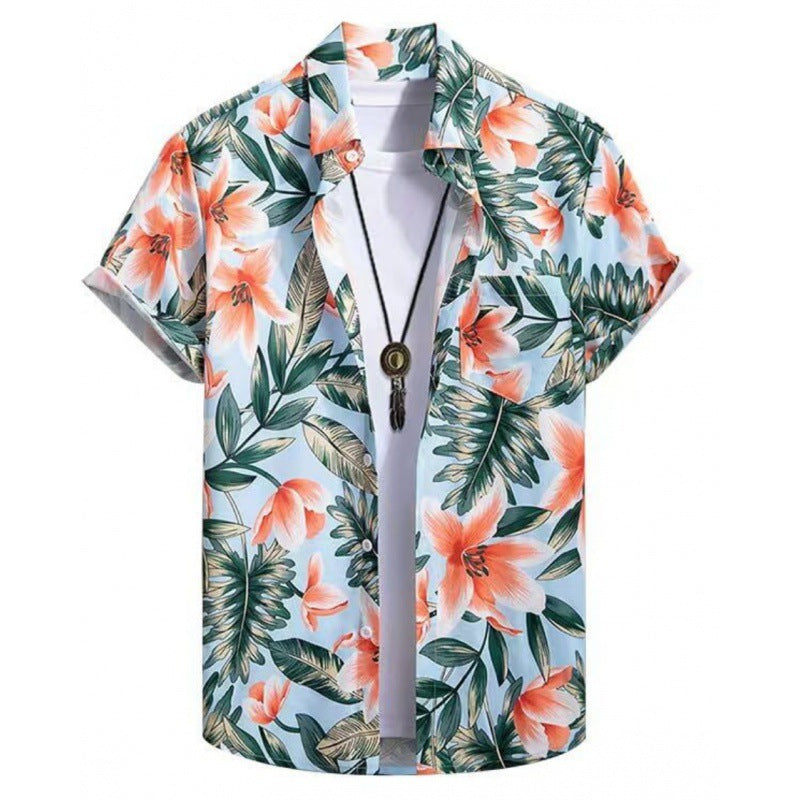 Summer Plus Size Men's Casual Fashion 3D Digital Printing Short Sleeve Shirt