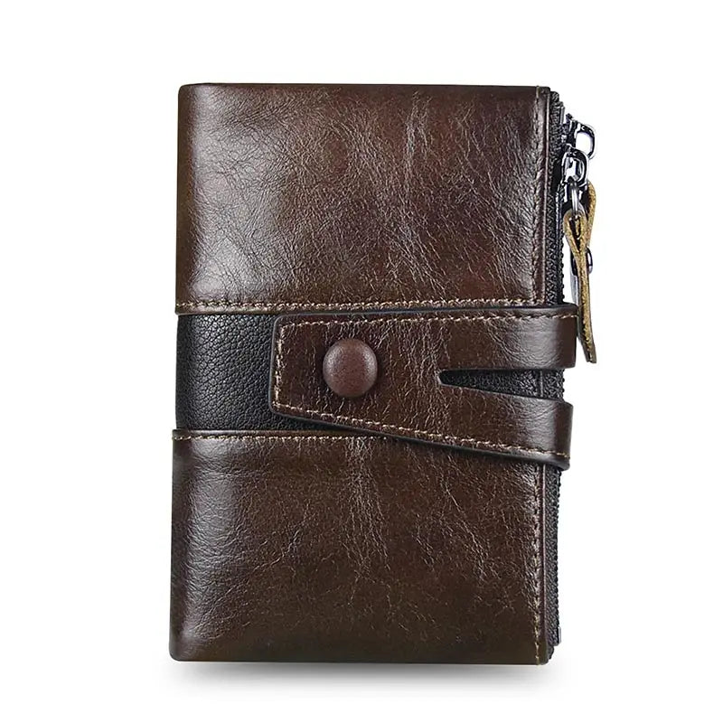 Genuine Leathe Men Wallet Luxury Desig Bifold Short Wallets Male Hasp Vintage Purse Coin Pouch Multi-functional Card Pocket