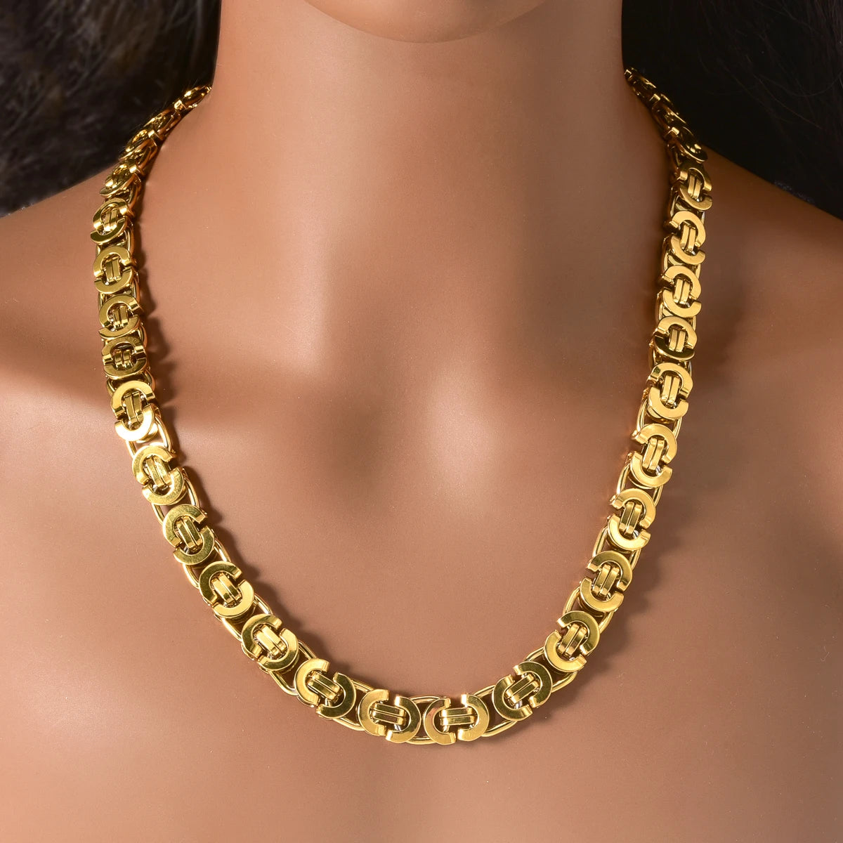Vintage Gold Plated Chain Necklace Women Retro Victorian Gothic Stainless Steel Link Elegant Jewelry Gift Her Valentines Day