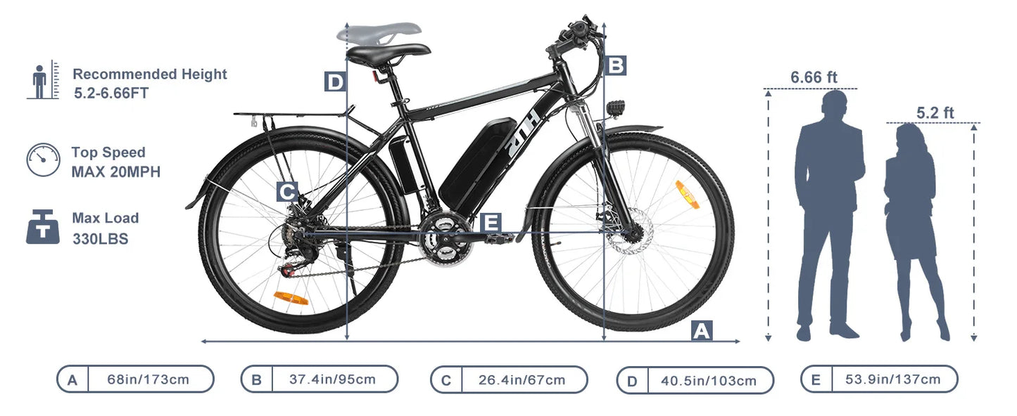 ZNH 1000W Electric Bike, 26 inch Electric Mountain Bike with 48V Battery,50Miles 20MPH Adult Ebike,UL 2849