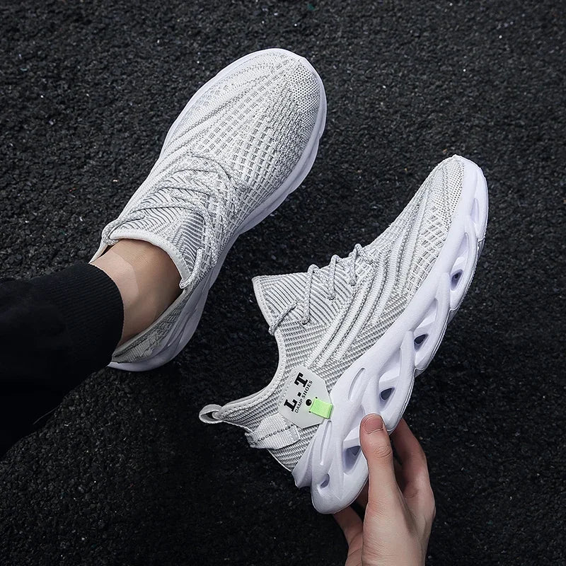Tennis Shoes for Men's Street Fashion Trend Versatile Mesh Knitting Breathable Luxury Design Casual Shoes Men's White Sneakers