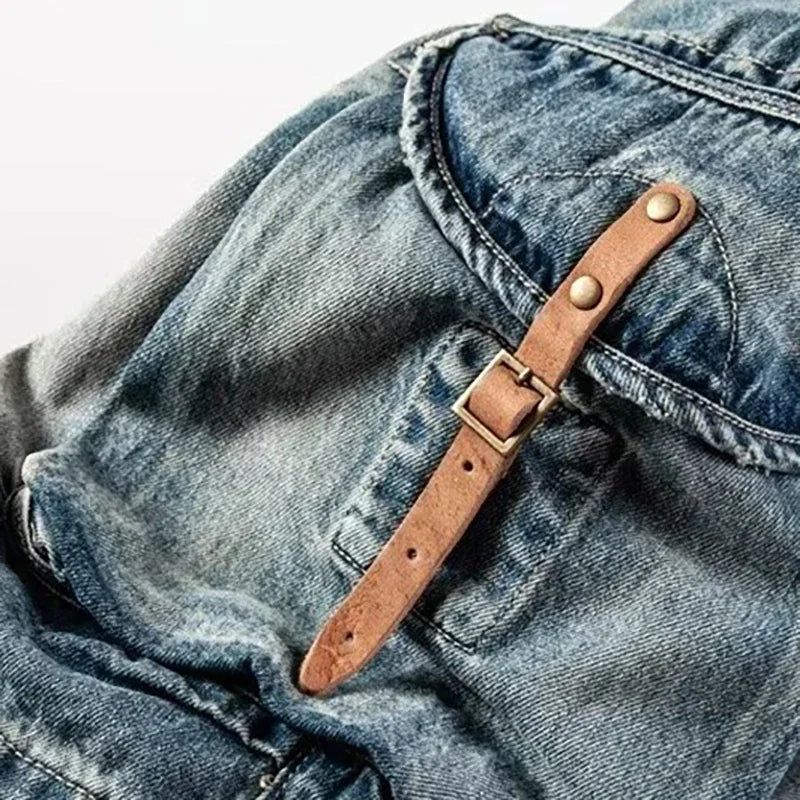 Men Ripped Jeans Shorts Y2K Streetwear Retro Trendy Straight Leg Mid Waist Denim Short Summer Designer Popular Original Pants