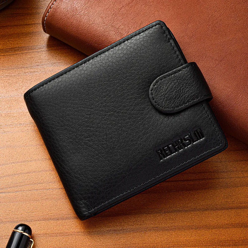 Genuine leather Men's Wallet Classic Style Short Multi-Card Wallet Coin Pocket Wallet High-End Minimalist wallet for Men