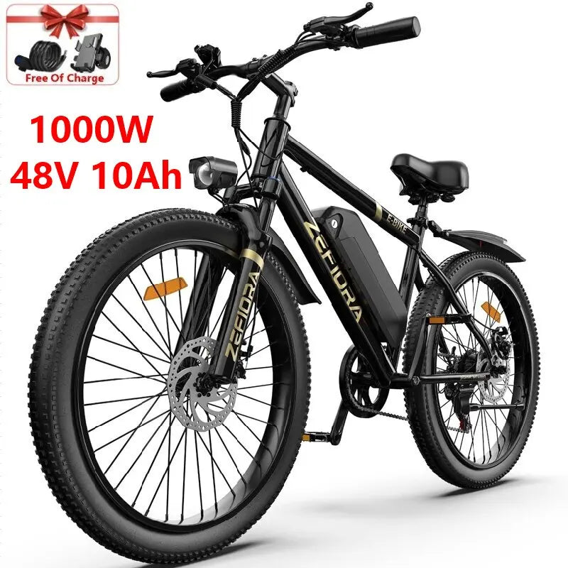 Zefiora M10 26 29er Mountain Bikes,48v Aluminum Alloy 1000w Motor Ebike, Adjustable Brake Seat,for Cycling Electric Bicycle