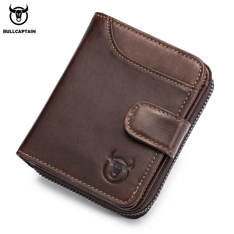 BULLCAPTAIN Business Men's Wallet Genuine Leather Wallet Multi-Function Business Card Holder Small Card Box Leather Purse Man