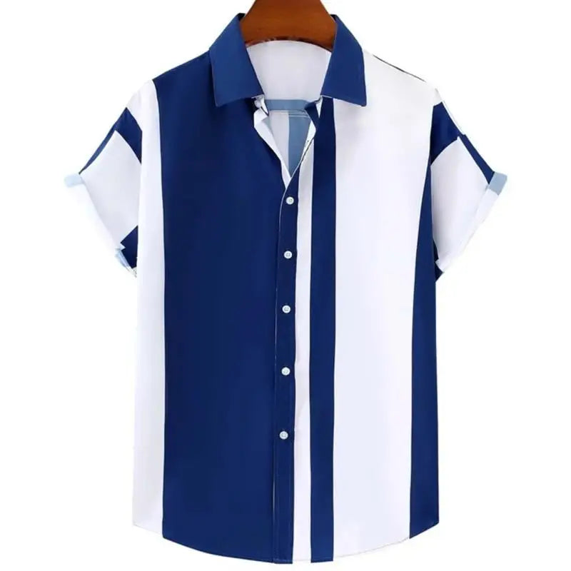 Simple Shirts For Men 3d Stripe Printed Men'S Clothing Loose Oversized And Blooms Casual Short Sleeved Daily Street Tops