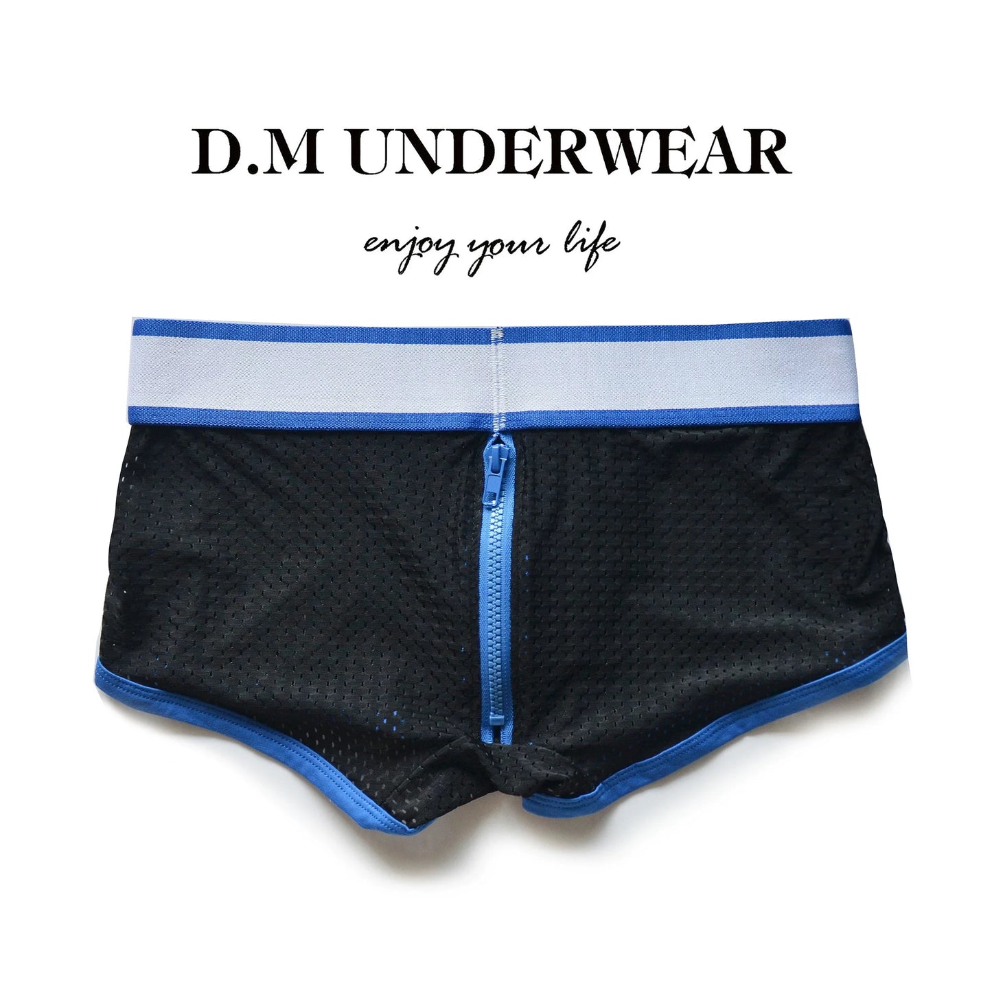 Men's Underwear Fashion Low Waist Sexy Flat Angle Pants Mesh Mesh Mesh Sports Youth Personalized Zipper Hollow Breathable