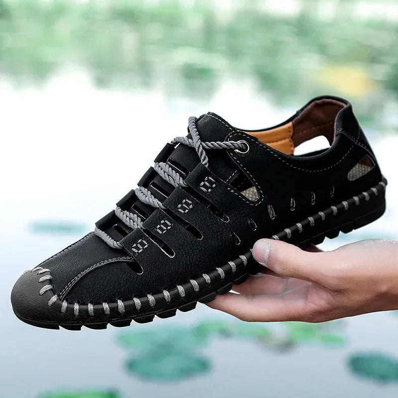 Men Leather Sandals Comfortable Outdoor Casual Shoes 2022 Summer Beach Casual Walking Male Sneakers Men Beach Casual Sandals