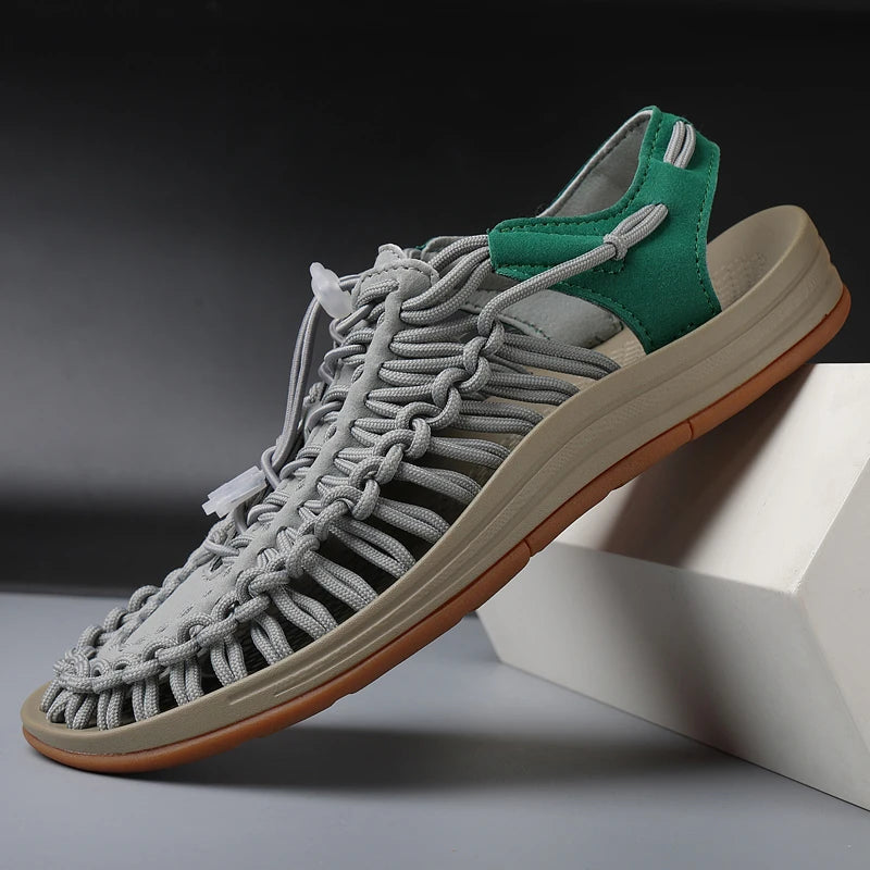 Men's braided casual outdoor sandals oversized sandals summer breathable oversized traceable shoes Roman sandals design Logo