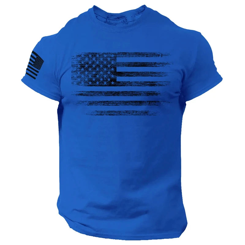Gym Men's T Shirt For Men 3d Print USA Flag T-shirts Casual Oversized Short-sleeved Tees Summer Sportswear Tops Men Clothing