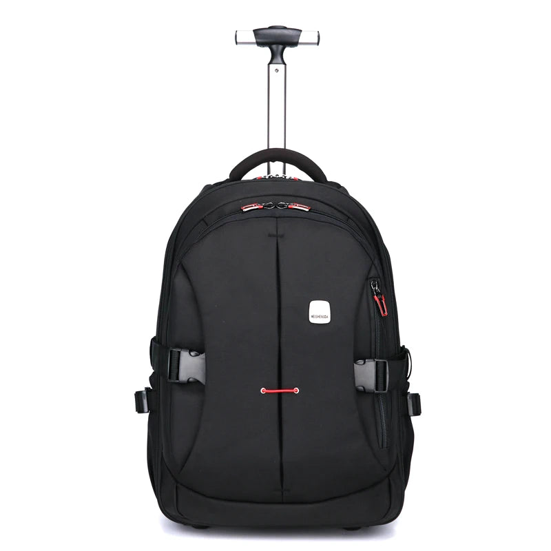 Airline Approved Carry On Backpack for Men Large Capacity Luggage with Telescopic Handle Durable Wheels TSA Friendly Travel Bag