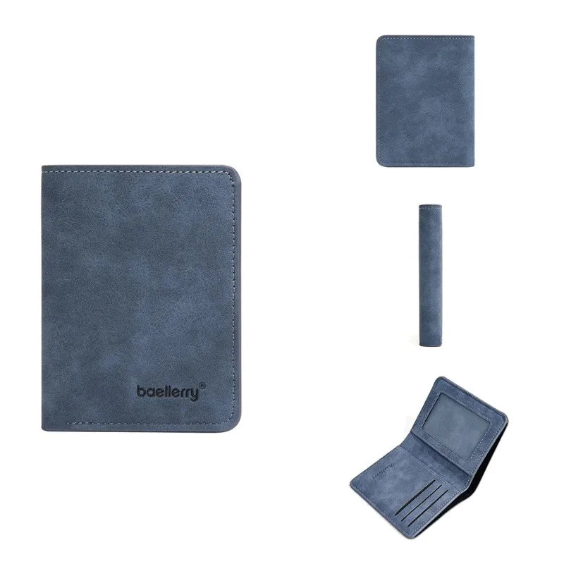 New Baellerry Wallet for Men PU Leather Front Pocket Minimalist Money ClipTravel Essentials Black blue brown gray four colors