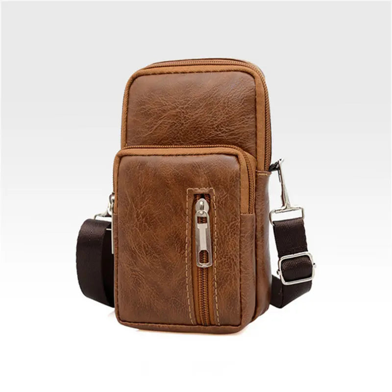 Men Genuine Leather Shoulder Male fanny pack High Quality Messenger Bags Men's Fashion Business Belt Bag Small Briefcase Waist