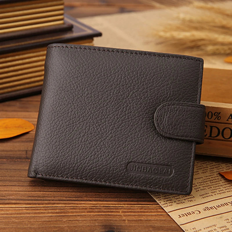 Genuine Leather Men Wallets Cow Leather Solid Sample Style Zipper Purse Man Card Horders Famous Brand High Quality Male Wallet