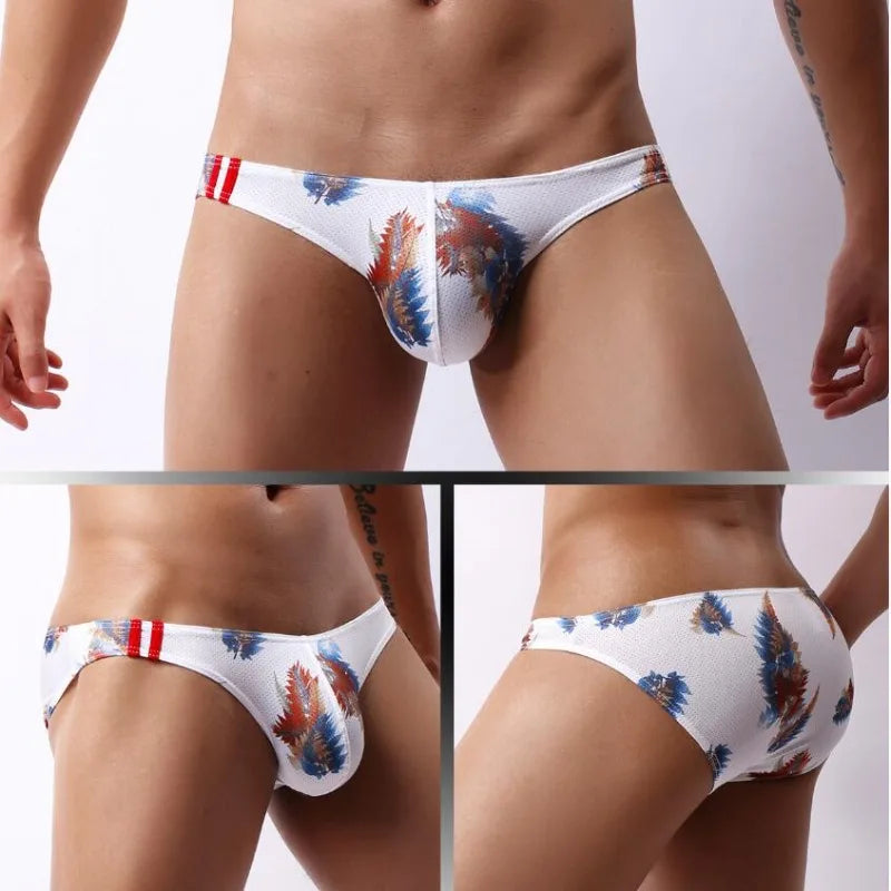 Men's Briefs. New Fashionable Low-Waist Printed Breathable U-Convex Men's Underwear