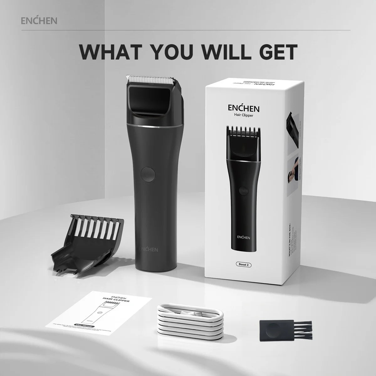 ENCHEN Hair Clipper Electric Barber Clippers Rechargeable Hair Cut Machine Cordless Beard Trimmer Travel Clipper for Men Boost 2