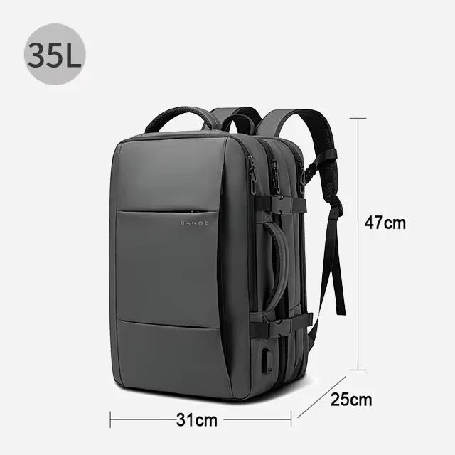 Men's travel backpack waterproof business school expandable laptop bag large capacity USB port stylish casual backpack forTravel