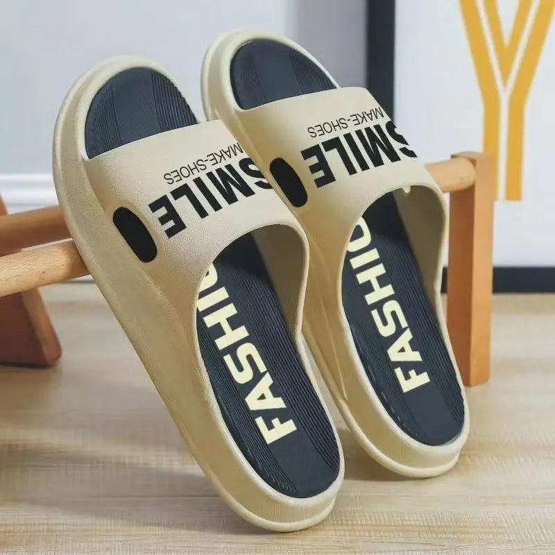 Men's Slippers 2025 New Thick Bottom Trendy Casual Indoor Outdoor Double Wear Bathroom Indoor Bathing Anti-Slip