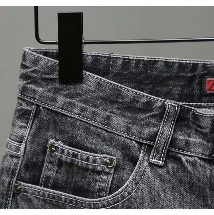 Men's Summer Fashion Hole Ripped Jeans Shorts Capris Casual Gray Beggar Denim Shorts