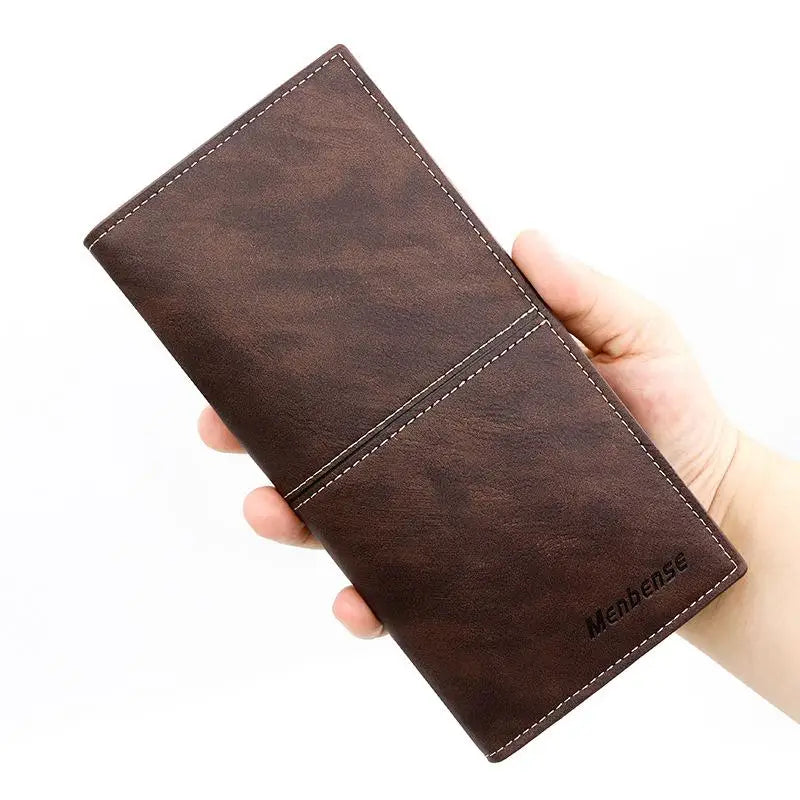 Men's Leather Wallet ID Card Holder Purse Checkbook Long Clutch Bifold Business Money Bag Man Wallets Cartera Hombre Carteras