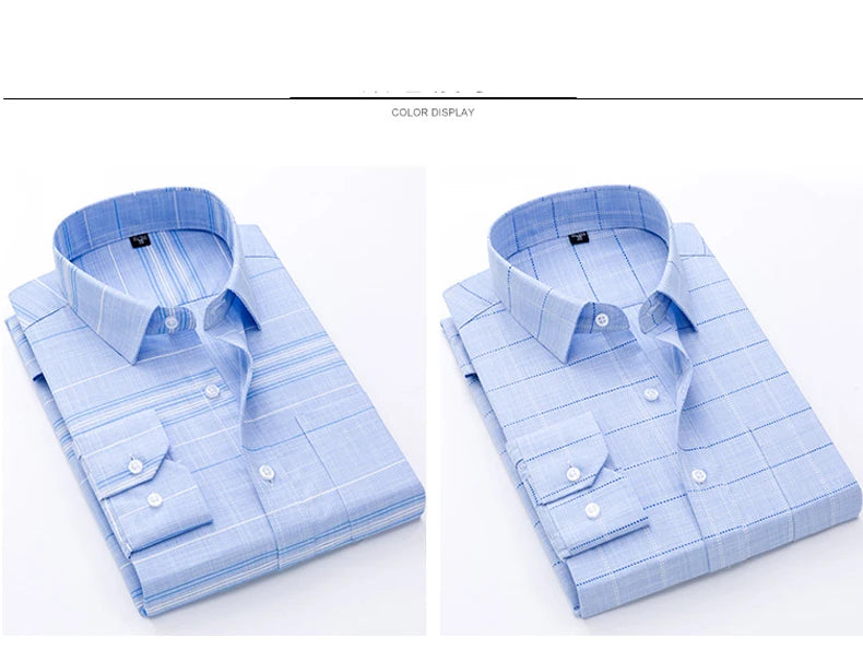 New Cotton High Quality Luxury Original Men's Long Sleeves Social Formal Elegant Shirts for Men Striped Casual Designer Clothes