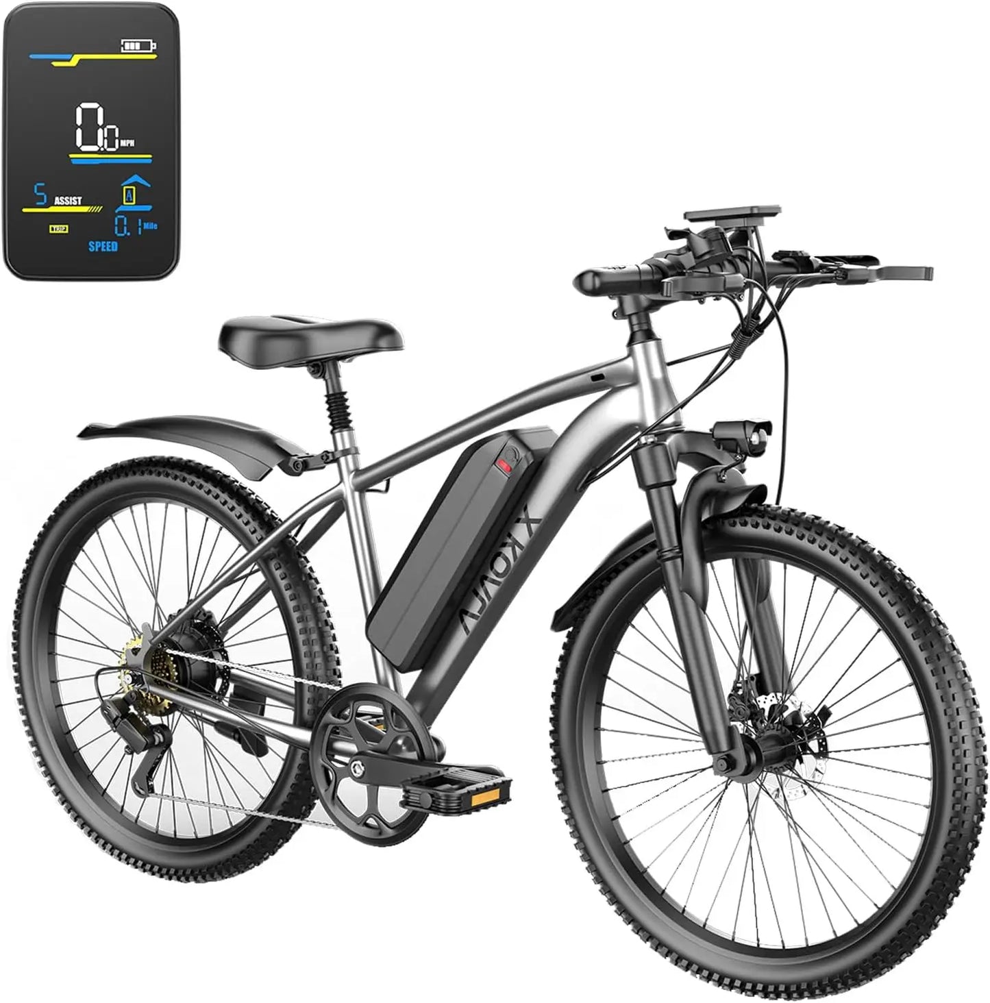 7-Speed E-Bike for Adults, 26" Electric Bicycle 1200W Peak Motor, 55 Miles 25MPH Commuting & Off-Road Electric Mountain Bike,