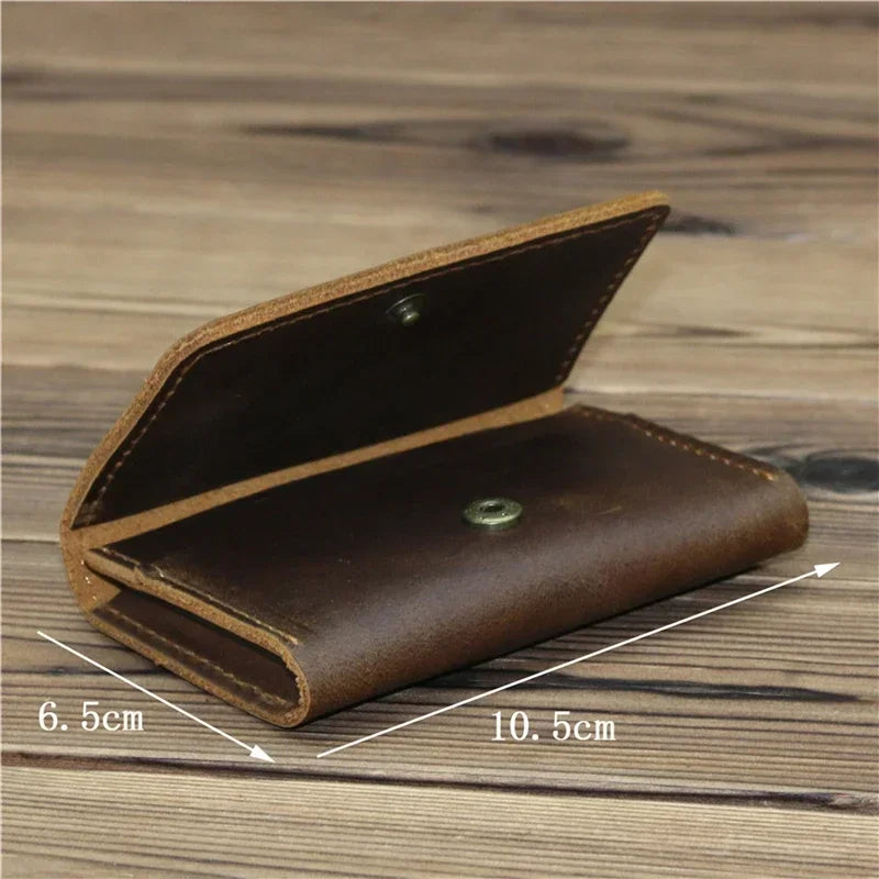 Handmade Vintage Leather Men Wallet Men Purse Cowhide Leather Short Card Wallet for Male Money Clips Money Bags New