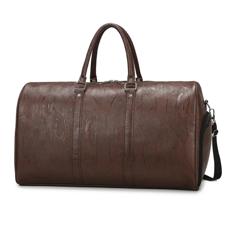 Soft Leather Travel Bag Large Capacity Fashion Weekend Bag Handle Bag Lightweight Sports Gym Bag With Separate Shoe Compartment