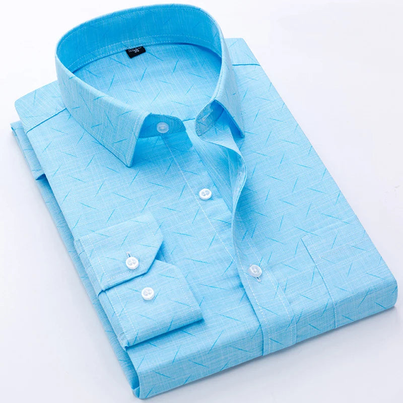 New Cotton High Quality Luxury Original Men's Long Sleeves Social Formal Elegant Shirts for Men Striped Casual Designer Clothes