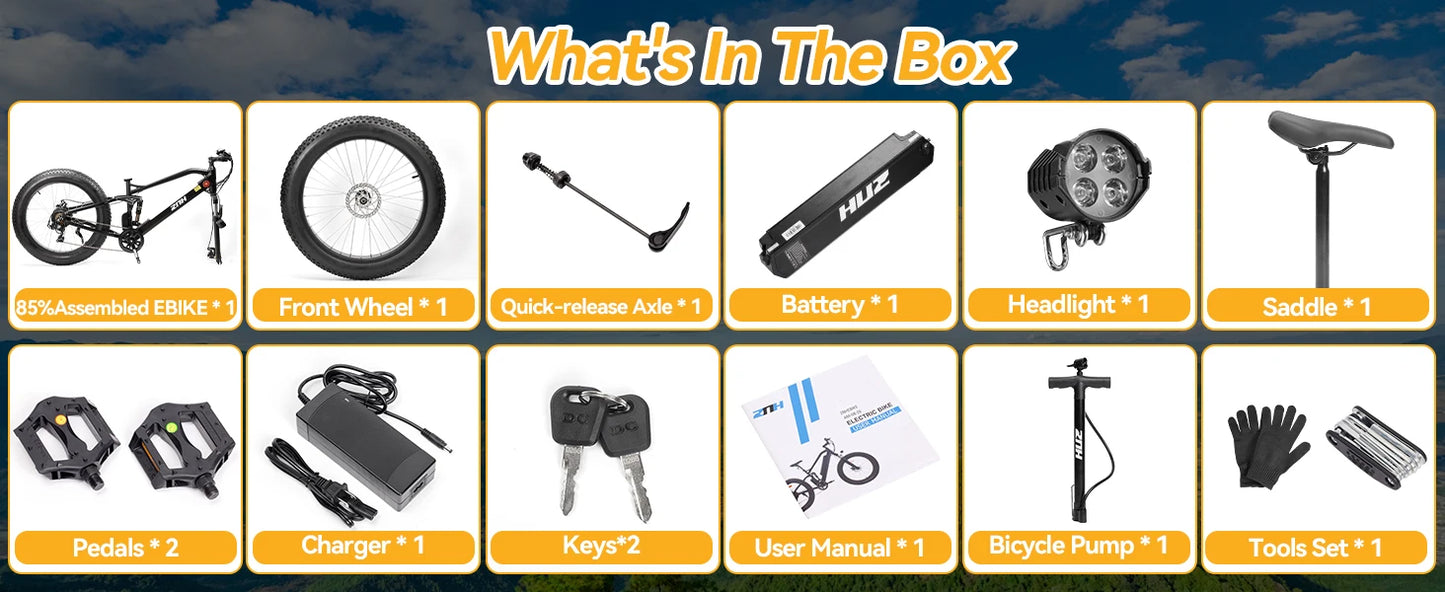【1 Year Warranty】ZNH Electric Bicycle for Adults,1000W,48V 13Ah Battery, 26MPH Electric Bike, 26*4 Inch Fat Tire E-bike,UL 2849