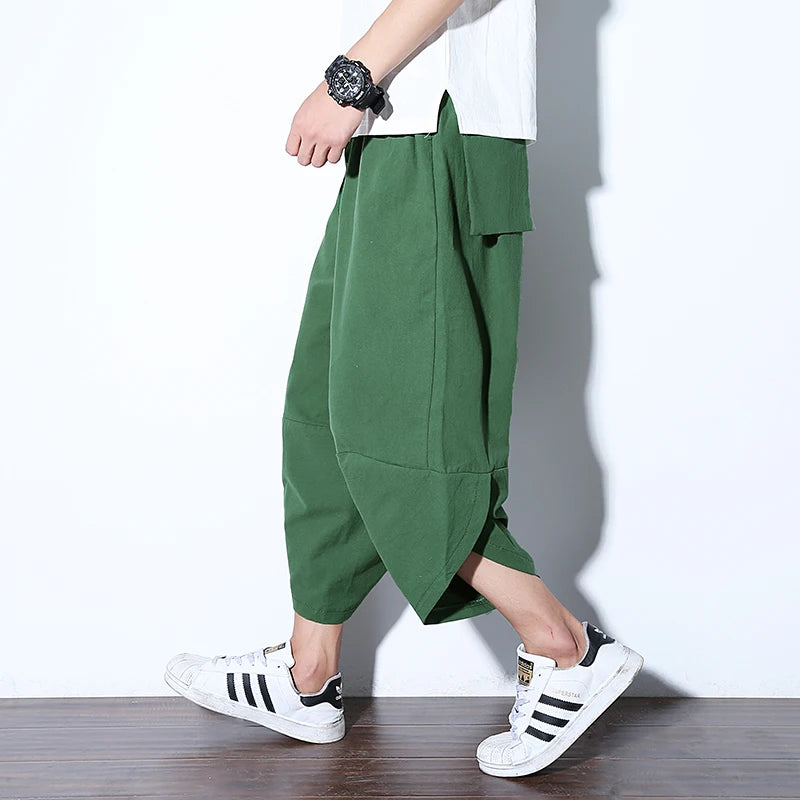 2024 New Casual Shorts Man Solid Harem Men's Summer Shorts Knee-length Short Pants For Men Bermuda Shorts Men's Summer Breeches