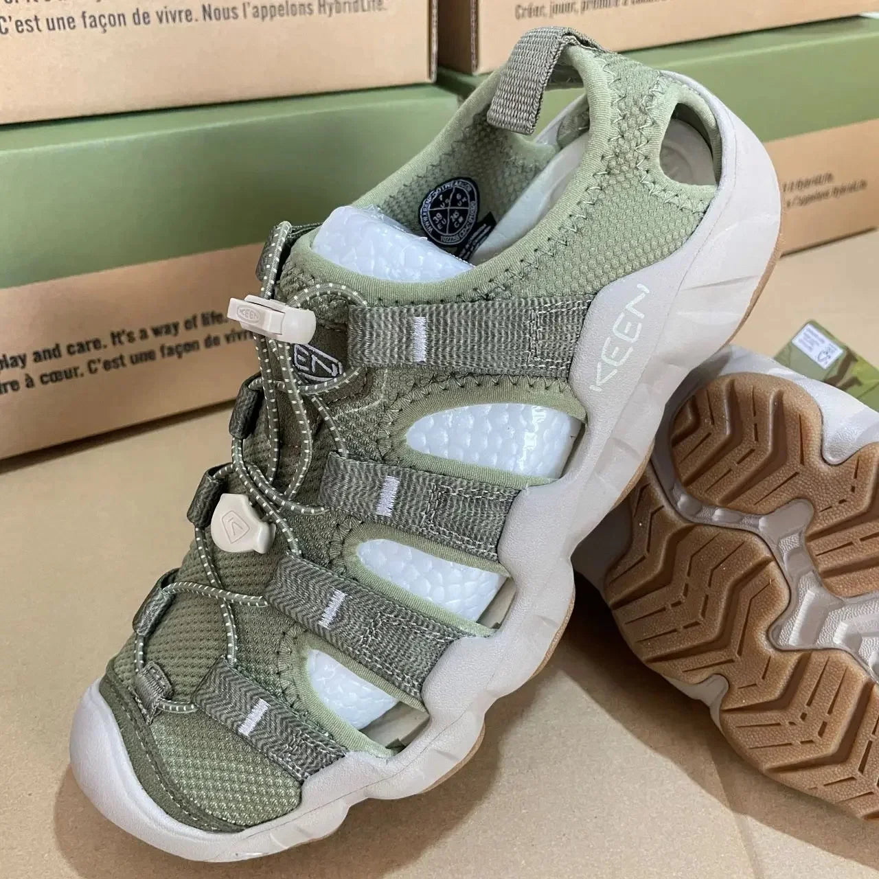 VIPOL Men's sandals, breathable and comfortable, outdoor casual hiking, elastic band beach shoes