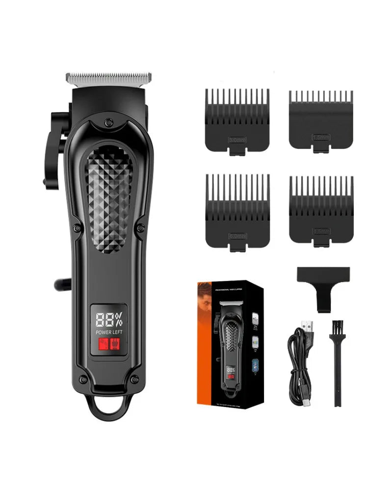 Men's Professional Hair Clippers Kit Cordless & Corded Barber Clippers Set Grooming Rechargeable Trimmer with Adjustable Blade