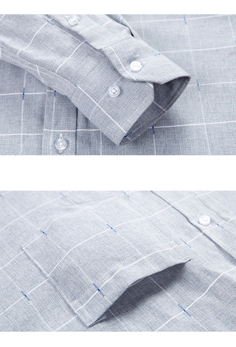 New Cotton High Quality Luxury Original Men's Long Sleeves Social Formal Elegant Shirts for Men Striped Casual Designer Clothes
