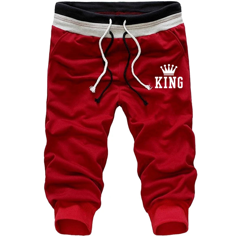 Men’s Shorts Fashion Casual Jogging Elastic waist Shorts Drawstring Loose Shorts Summer Knee Length Shorts