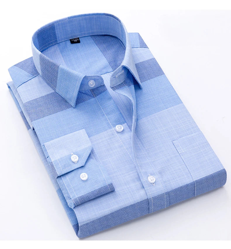 New Cotton High Quality Luxury Original Men's Long Sleeves Social Formal Elegant Shirts for Men Striped Casual Designer Clothes